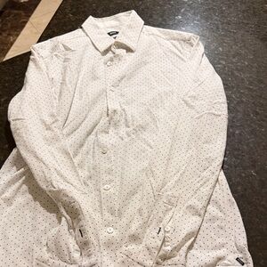 White Polka Dot Button-Up Shirt